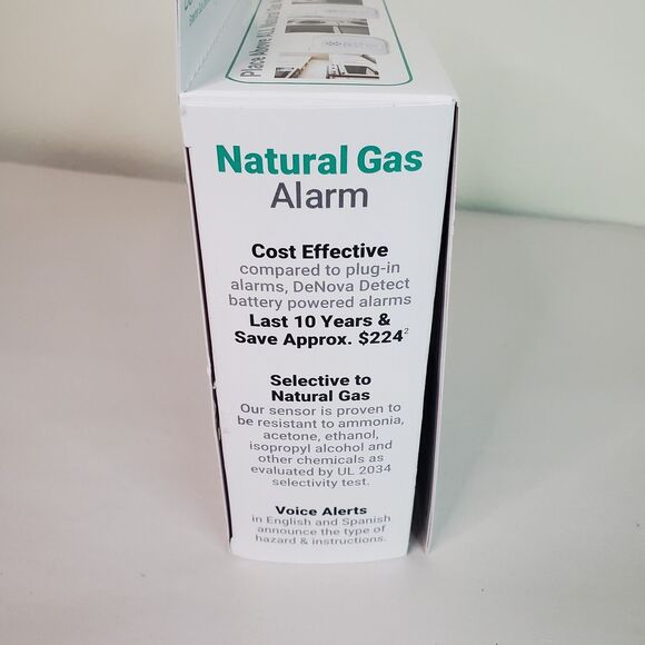 Denova Natural Gas Alarm W/Voice Alert 10 Yr Battery Powered Detector - OPEN BOX - Picture 8 of 14